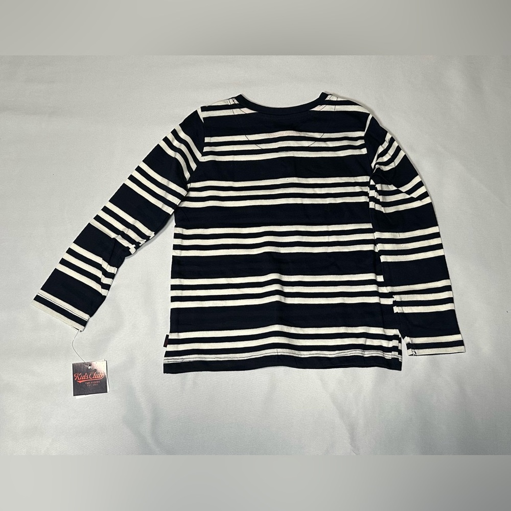NWT Kidbox Baby Boy Navy Stripped Crew Neck Long Sleeve Pullover T Shirt 2T